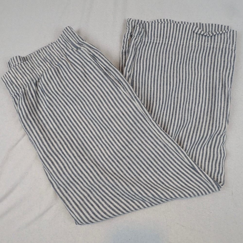 Old Navy Womens High Rise Wide Leg Striped Pants Linen L Beach Coastal Resort